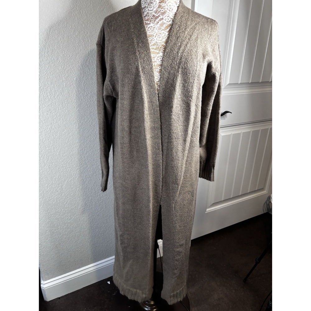 Annie wear Open Front Duster Cardigan Wool Blend Lagenlook Mocha Brown S NWT